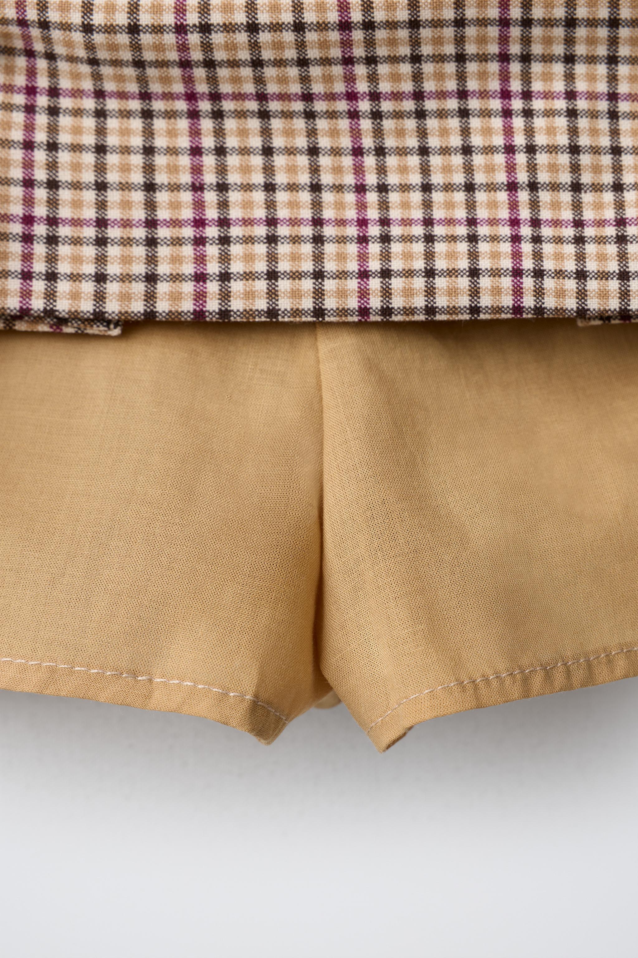 BUTTONED PLAID PLEATED SKORT